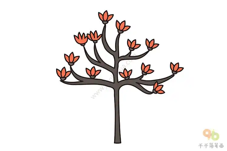 木棉简笔画_大树简笔画