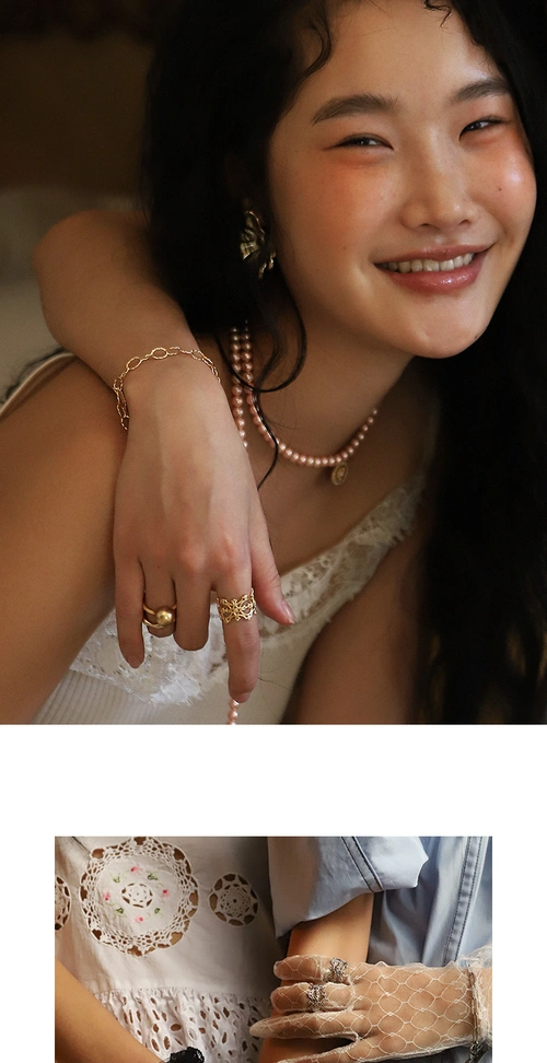 韩国augustharmony正品代购新款复古金属色桃心吊坠镂空链条手链