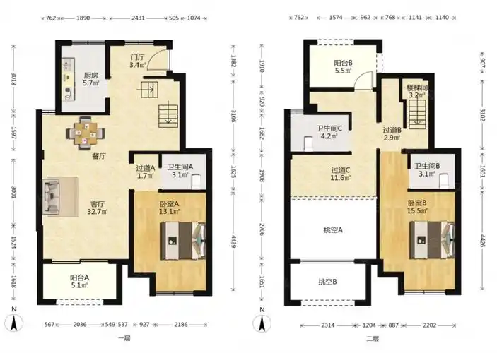 融创东方御园4室2厅2卫137.43㎡南北335万