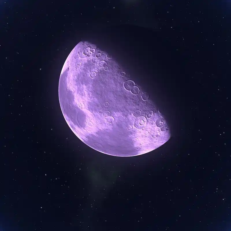 紫色的月亮,在太空背景下紫月亮