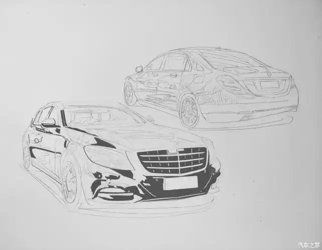【图】【jason】临摹吉吉哥的迈巴赫s400_汽车插画论坛_汽车之家论坛