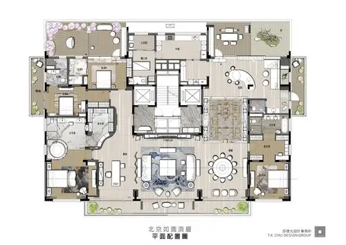 [北京]邱德光-知名地产如园顶层600㎡豪宅样板间深化设计 软装陈设
