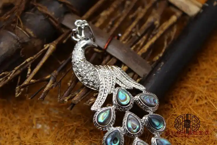 产地贝壳工艺品 孔雀开屏项饰吊坠鲍鱼贝挂坠饰品