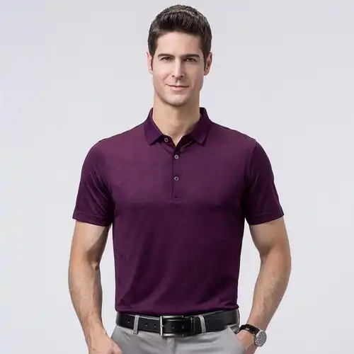 恒源祥短袖t恤男夏季休闲翻领体恤爸爸装中年水洗桑蚕丝polo衫