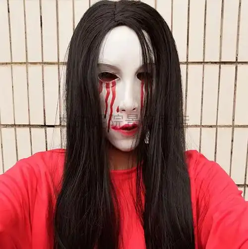piaoboni 红衣女鬼屋道具万圣节气氛道具节日整蛊吓人乳胶面具工厂wjx