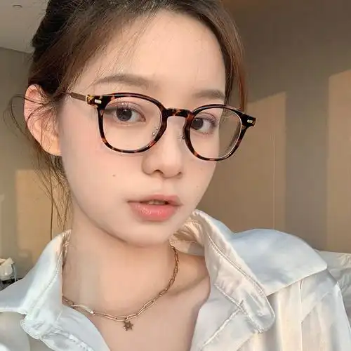 玳瑁色近视眼镜框架女豹纹素颜超轻ins风小框小脸眼睛可配有度数