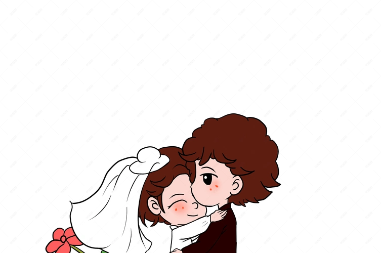 秀恩爱新郎新娘插画