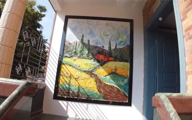 壁画手绘腻子粉浅浮雕画