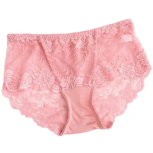 桑蚕丝真丝内裤女透气性感抗菌蕾丝包臀大码无痕平角内裤