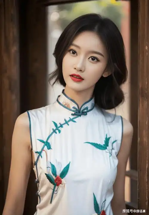 美女壁纸:身着白色刺绣旗袍的绝色佳人_傲人_身姿_阳光