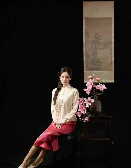 杨幂雪中撑伞美如画,新中式旗袍惊艳全场,谁的心巴没被戳中?