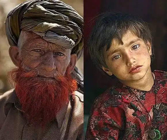 是一位巴卡瓦老者的肖像,他的胡须用指甲花(henna)染成了烈焰般的红色