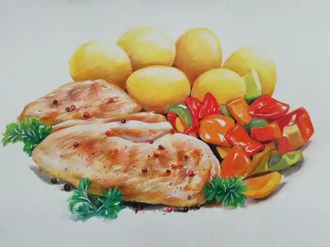 彩铅手绘食物练习