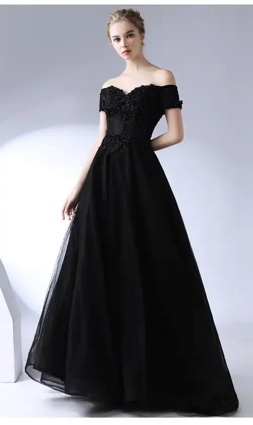 黑色晚礼服2020新款宴会主持人礼服裙长款气质晚宴连衣裙女王气场