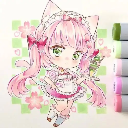 马克笔手绘 | 超萌超可爱q版马克笔动漫手绘,没有你绝对不行