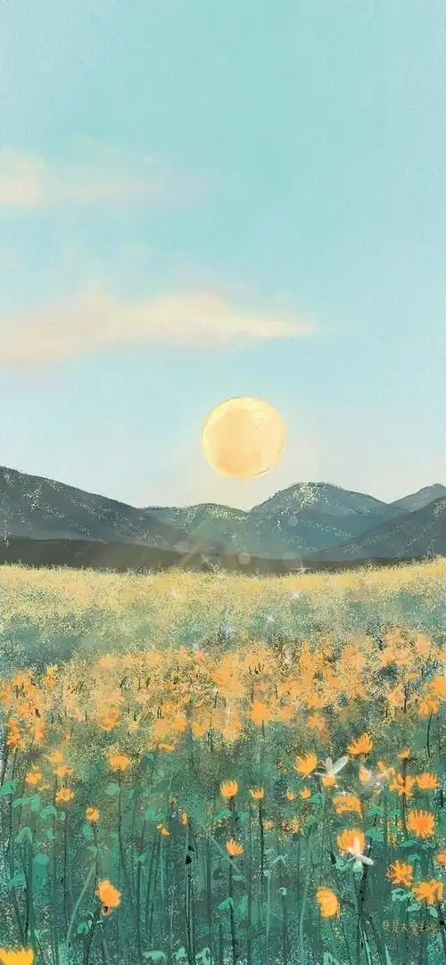 超多清新唯美油画风风景插画壁纸