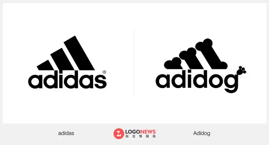 阿迪达斯logo被抄袭变成了三根骨头这logo和名字过分了啊