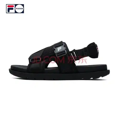 fila fusion斐乐潮牌男潮流凉鞋2021年春夏魔术贴可调节凉鞋 黑色-bk