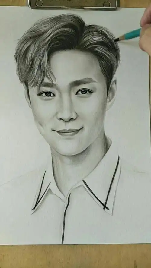 手绘明星肖像画(张艺兴)