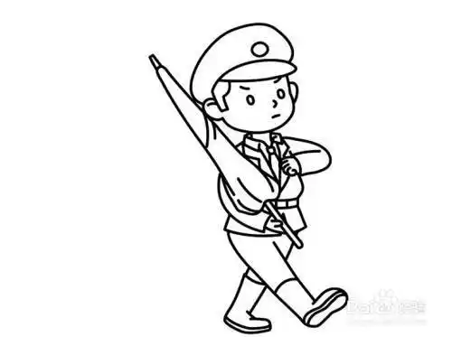 国庆军人幼儿简笔画