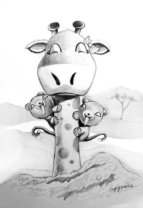 动物素描系列之       一直以来很喜欢素描,每当下班回家觉得累时,画