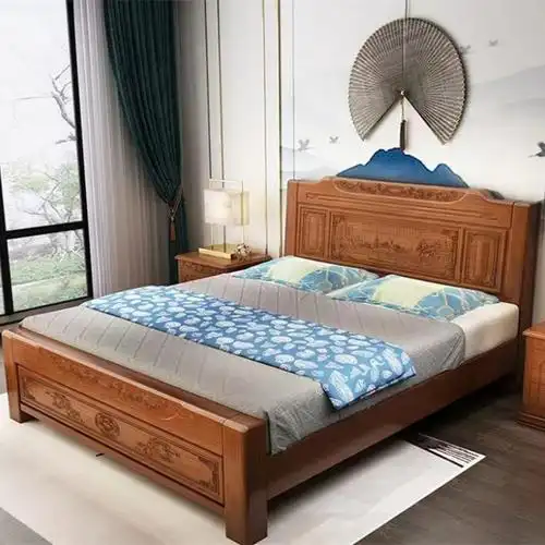 tendzonexjwt中式实木床头双人雕花高箱床bygx12单位套