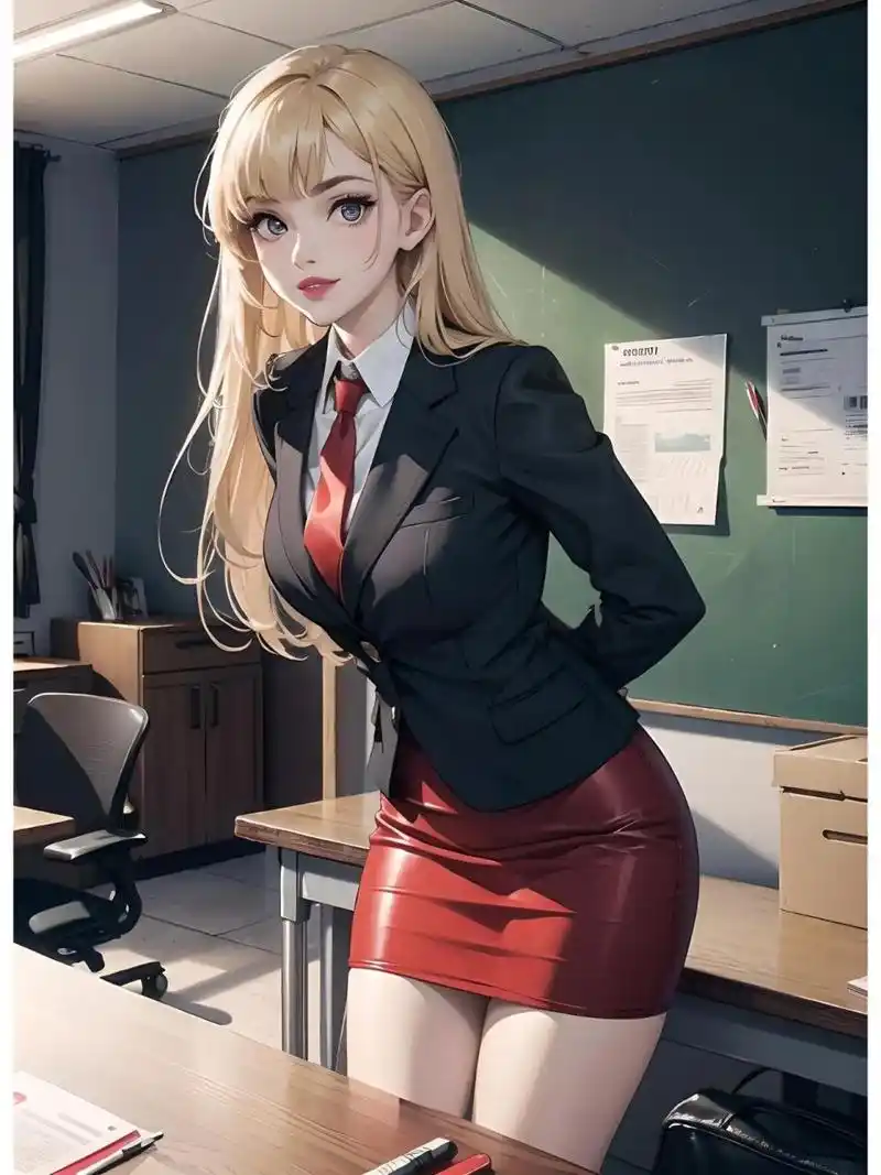 二次元壁纸:动漫风西装职场御姐 这是一位二次元职场上的金发美女,她