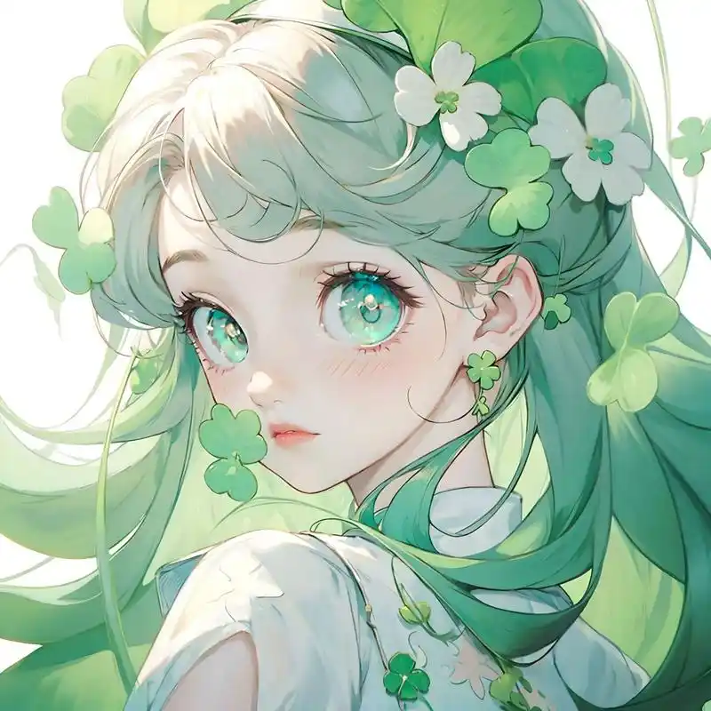 绿色系头像:四叶草女孩,与你一见如故,是我今生最美丽的相遇,我的岁月
