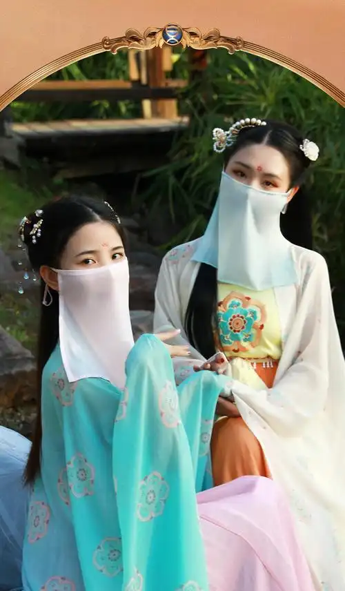 面纱古风挂耳汉服女夏季遮阳遮脸防太阳面罩脸罩薄款面巾霁月白