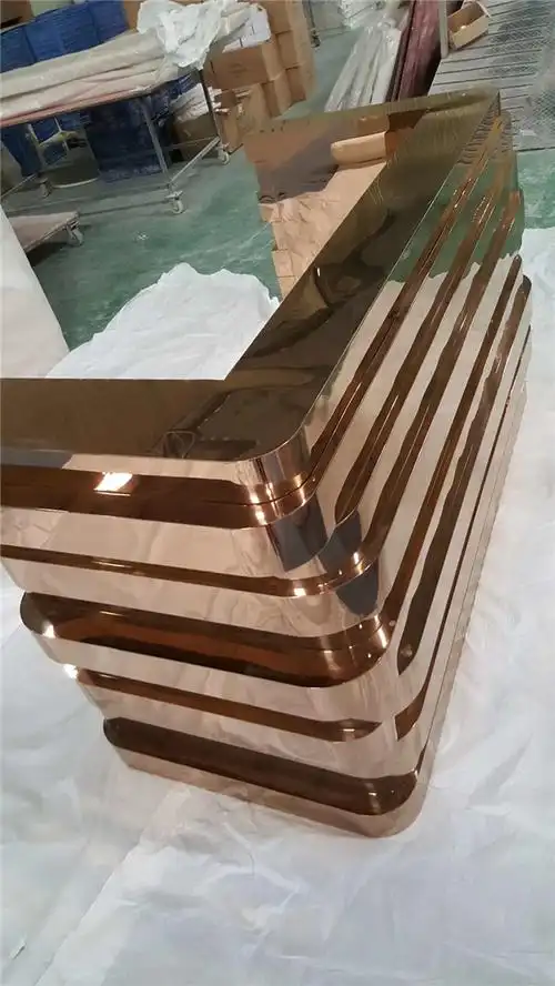 镜面玫瑰金不锈钢前台柜子