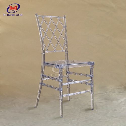 佛山厂家酒店透明餐椅 双环靠背椅 树脂pc椅子 塑料网背竹节椅