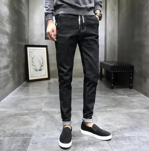 牛仔裤男士秋冬季韩版潮流修身小脚裤休闲裤弹力裤子男