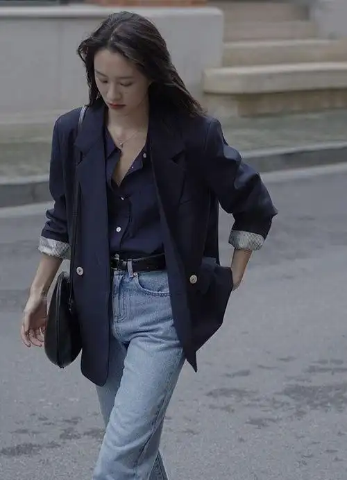 开春时尚季气质的西装牛仔裤穿搭永不过时的时髦搭配