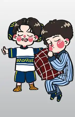 世界睡眠日兄弟俩睡得很熟很香卡通手绘人物