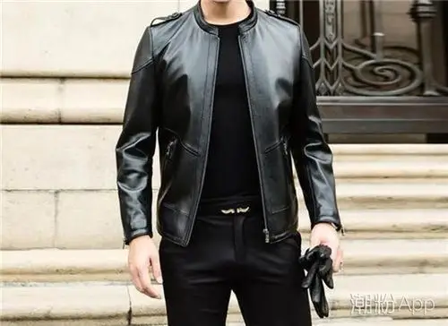 要出去,要应酬,可以选择一款黑色男士皮衣,搭配白色长袖衬衫,搭配