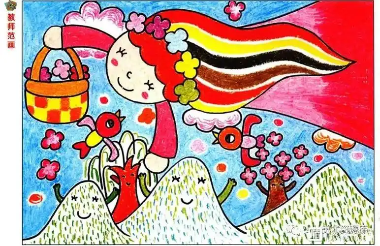 少儿美术:儿童画阶梯课堂 油画棒第7课春姑娘
