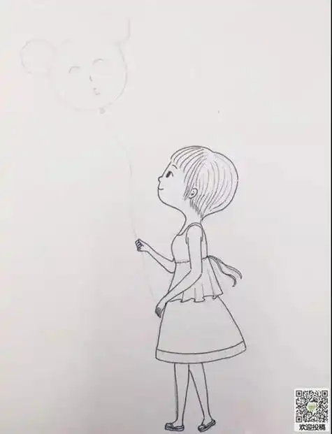 儿童简笔画侧坐的小女孩