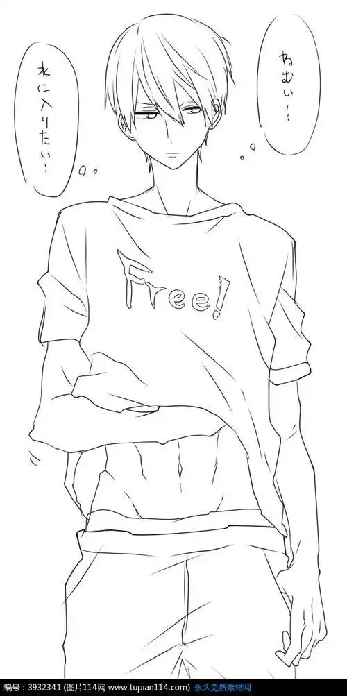 简笔画男生呆萌猫耳