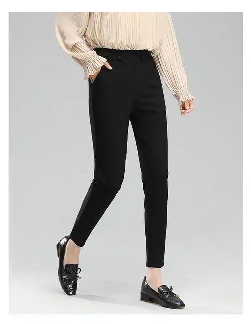 梦舒雅休闲裤女2019秋季新款宽松哈伦裤女高腰显瘦九分裤子萝卜裤j93