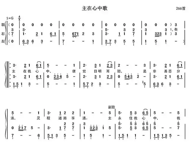 主在心中歌钢琴伴奏简谱 - 第266首