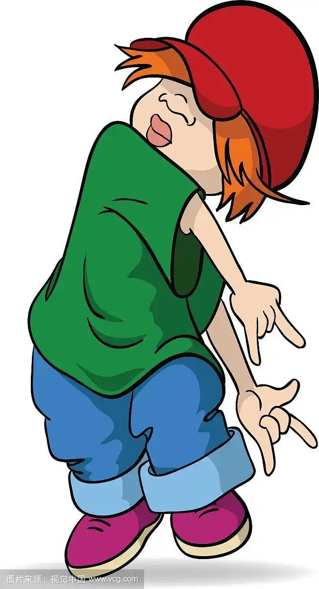 可爱的嘻哈卡通女孩戴着红帽子