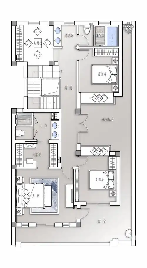 玫瑰园300平米北欧风格呼吸解析户型解析_玫瑰园300平米北欧风格呼吸