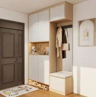 轻奢入户鞋柜带镜子高柜一体家用门口门厅靠墙衣帽玄关柜到顶定制