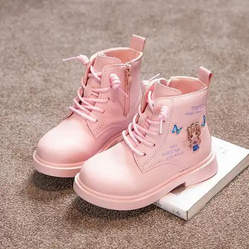 女童马丁靴2f021秋冬新款英伦风女孩棉靴加绒女生短靴冬季儿童靴