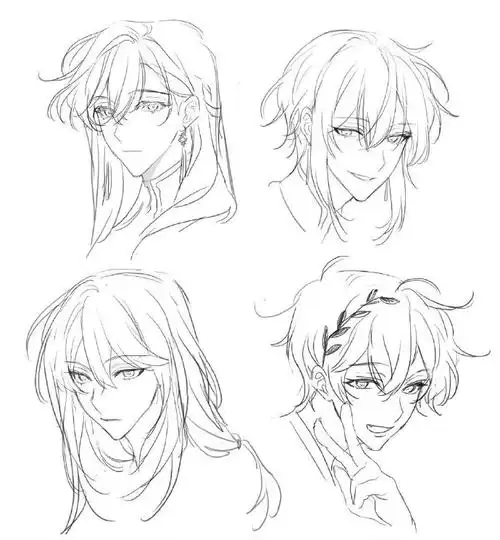 发型,头发的绘制参考500p发型线稿/上色参考!