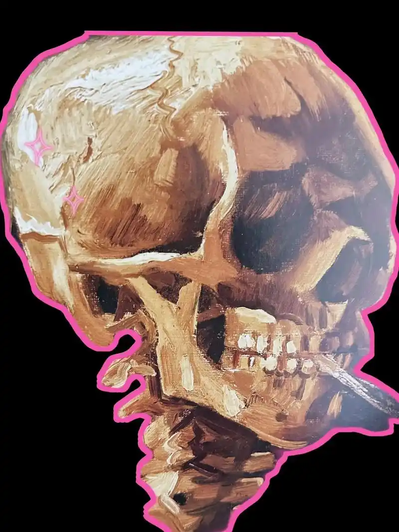 叼烟的骷髅92.梵高的第一幅自画像 很是叛逆93#视觉 #油 - 抖音