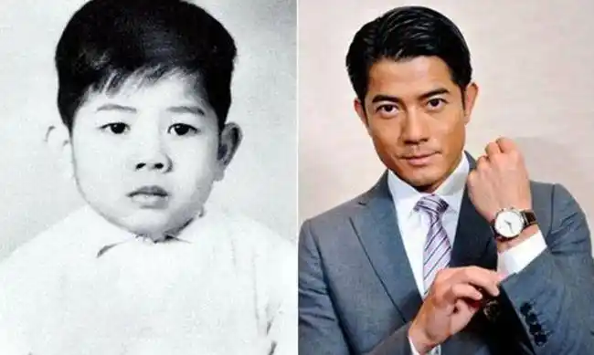 第一眼看这张照片差点没认出是金城武,留着四六分的刘海,标准的