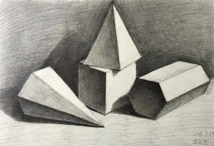 素描#     几何形体组合(4个)