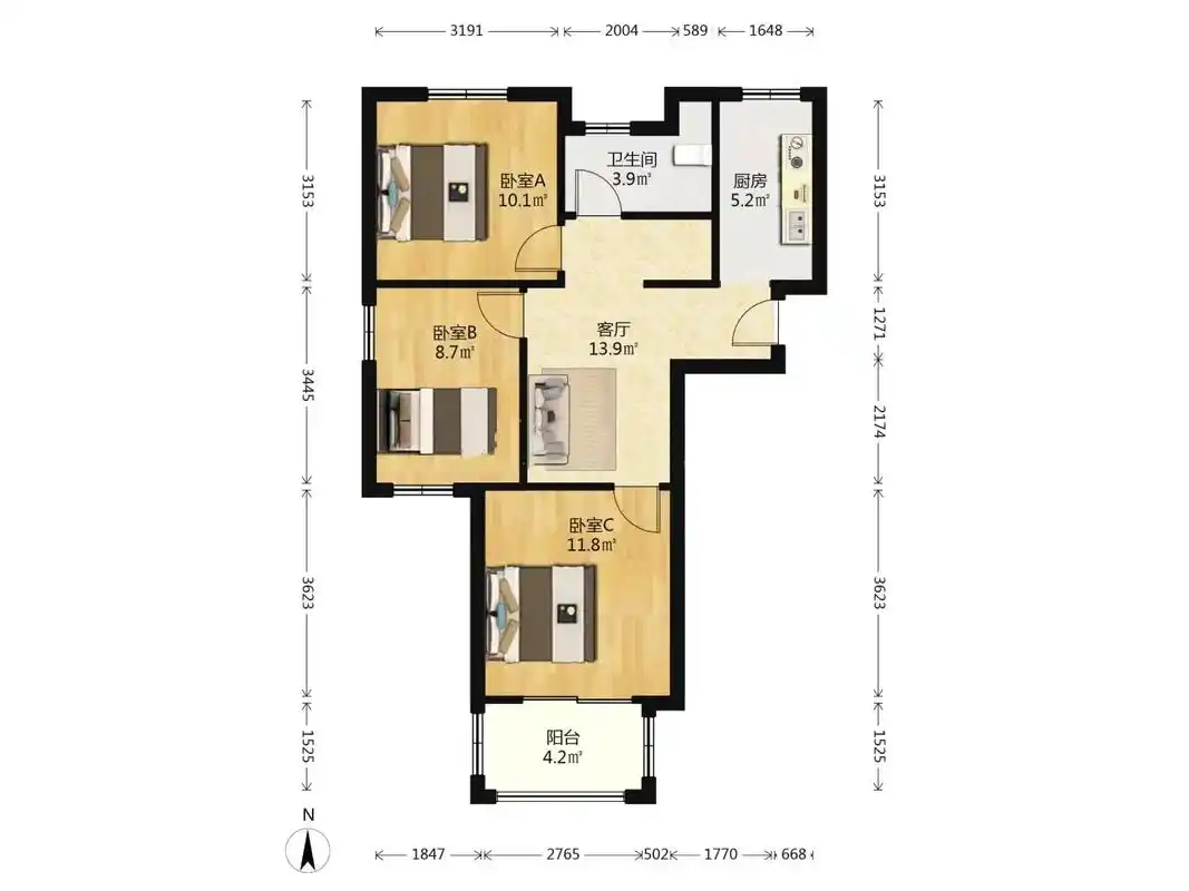 泗泾地铁口古楼新苑.面积:80.99㎡ 户型:2室2厅1卫  - 抖音