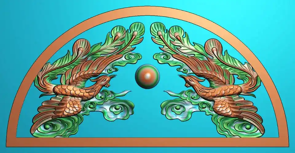 mbt-282石雕双凤墓碑头精雕图精雕图石雕凤凰碑头精雕图石雕双凤碑头